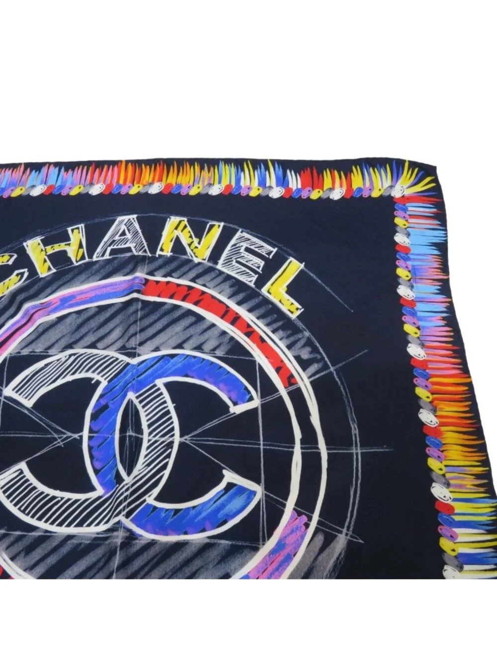 Chanel Scarf Silk Scarves Blue